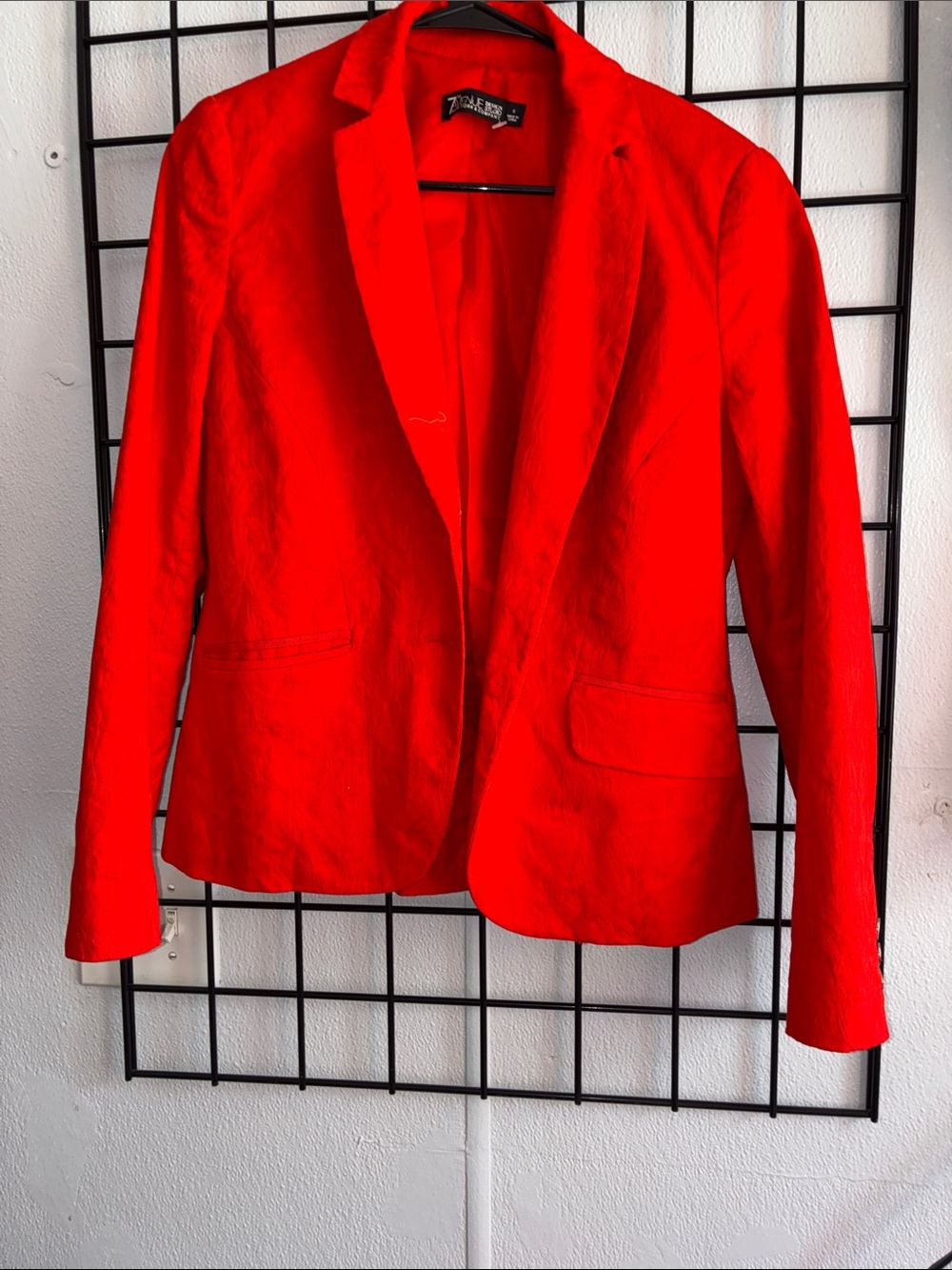 Zara Bright Red Single-Button Blazer